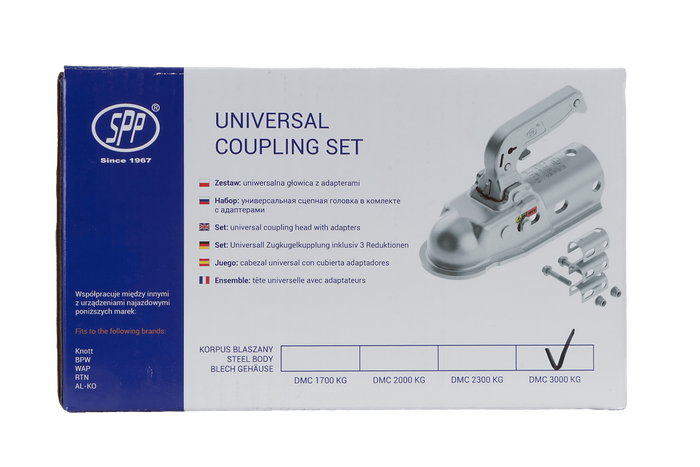 Kulové tažné zařízení STEELPRESS BC-3000.1D-00-00+Z2 pro přívěs o hmotnosti 3000 kg s trubkovou ojí 35-50 mm