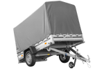 Přívěs za auto s hliníkovými bočnicemi 230x125 Unitrailer Garden 230 KIPP ALU s rámem H1100 a šedým krytem