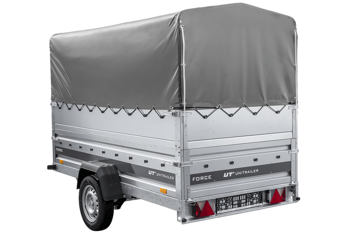 Lehký přívěs na pružinách 264x125 UNITRAILER FORCE 264/R KIPP s bočnicemi BIS, rámem H-800 a šedým krytem