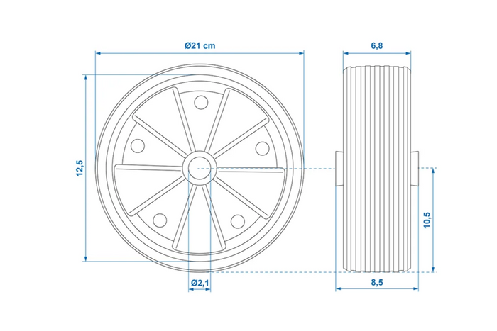 Náhradní kolo pro ProPlus 341549, plné gumové opěrné kolo 220x70mm