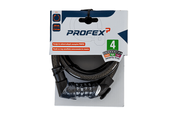 Zámek na kolo PROFEX 81613 s kombinací, délka 180 cm