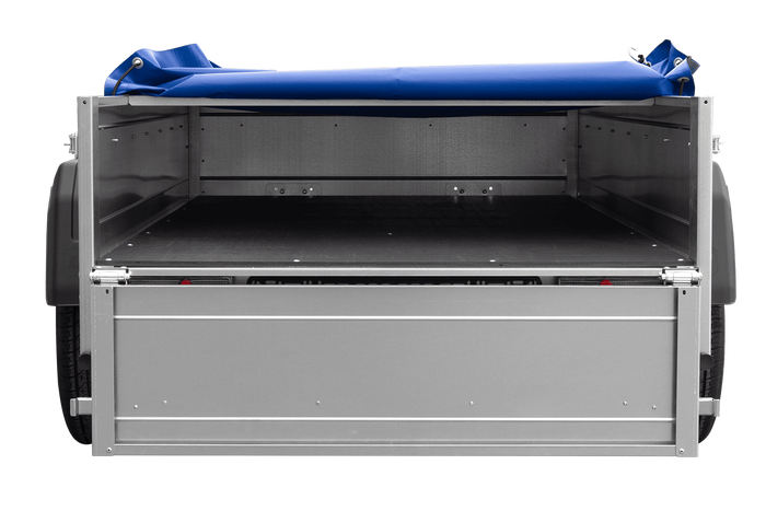 Přívěs Garden Trailer 200 Kipp s rámem H-0 a modrou plachtou