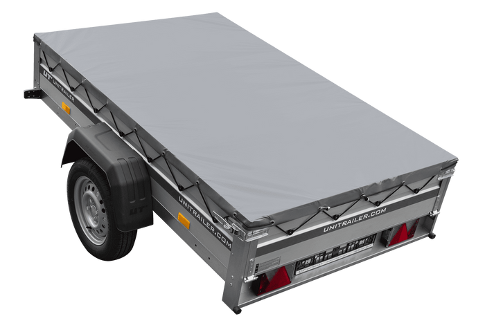 Jednonápravový přívěs s hliníkovými bočnicemi 200x125 Unitrailer Garden 201 KIPP ALU s rámem H-0 a šedým krytem