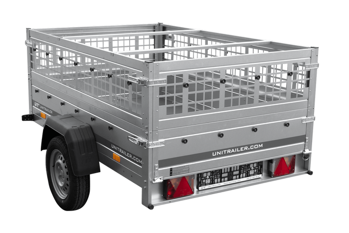 Jednonápravový přívěs 200x125 UNITRAILER GARDEN 201 KIPP s pletivovými bočnicemi