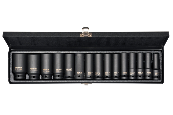 Dlouhé rázové nástrčné klíče YATO YT-1055 1/2" 15 ks.