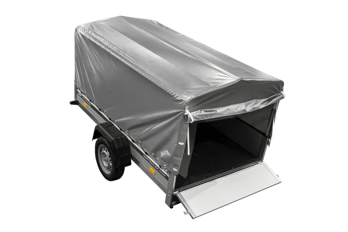 Jednonápravový přívěs s hliníkovými bočnicemi 230x125 Unitrailer Garden 230 KIPP ALU s rámem H-800 a šedým krytem