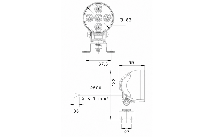 LED pracovní reflektor ASPÖCK WORKPOINT 5xLED kulatý