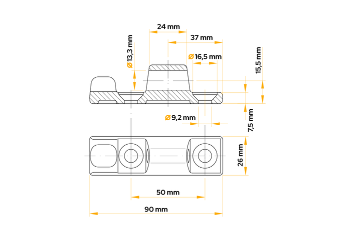WINTERHOFF BSCH 40-1 boční pant pro montáž na bok přívěsu