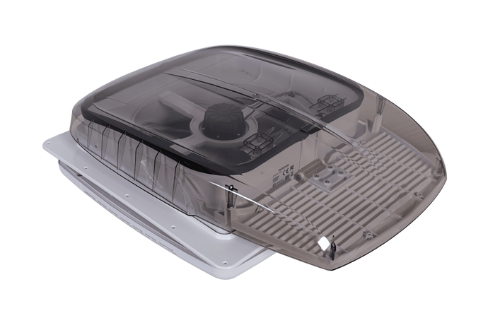 Automatický střešní ventilátor PUNDMANN PLUS FAN pro obytné vozy s osvětlením, roleta 400×400 mm