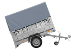 Jednonápravový přívěs 200x125 UNITRAILER GARDEN 201 KIPP s pletivovými bočnicemi, rámem H-800 a šedým krytem