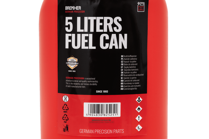 5l plastový kanystr HERMON s trychtýřem, červený