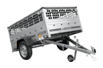 Jednonápravový přívěs 200x125 UNITRAILER GARDEN 201 KIPP s pletivovými bočnicemi a šedou plachtou