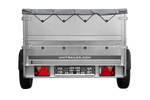 Lehký přívěs na pružinách 200x125 UNITRAILER GARDEN 201/R KIPP s bočnicemi BIS, rámem H-0 a šedou plachtou