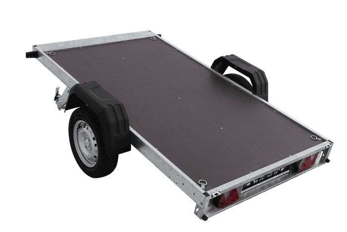 Lehký přívěs 230x125 UNITRAILER FORCE 230 KIPP s bočnicemi BIS, rámem H-0 a modrým krytem