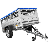 Přívěs Garden Trailer 200 KIPP s síťovanými bočnicemi, rámem H-0 a modrou plachtou