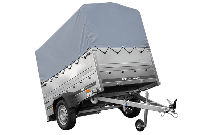 Lehký přívěs na pružinách 200x125 UNITRAILER GARDEN 201/R KIPP s bočnicemi BIS, rámem H-800 a šedým krytem