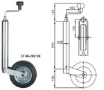 Sada: podpěrné kolečko ST 48-200 VB, litinová svorka Winterhoff 48 mm
