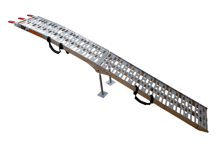 Skládací hliníková rampa UNITRAILER ALR003 pro přívěs 221 cm 340 kg s pásem a podpěrou