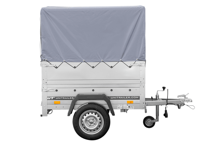 Přívěs Garden Trailer 150 KIPP s BIS bočnicemi, rámem H-800 a šedou plachtou