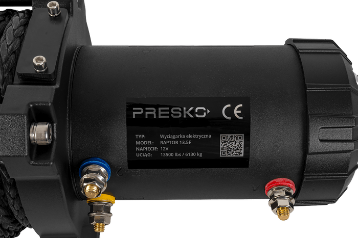 Elektrický naviják pro přívěs PRESKO RAPTOR 13.5FS 12V 6130kg s lanem 24m
