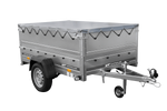 Lehký přívěs na pružinách 200x125 UNITRAILER GARDEN 201/R KIPP s bočnicemi BIS, rámem H-0 a šedou plachtou