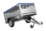 Jednonápravový přívěs 200x125 UNITRAILER GARDEN 201 KIPP s pletivovými bočnicemi a modrým krytem