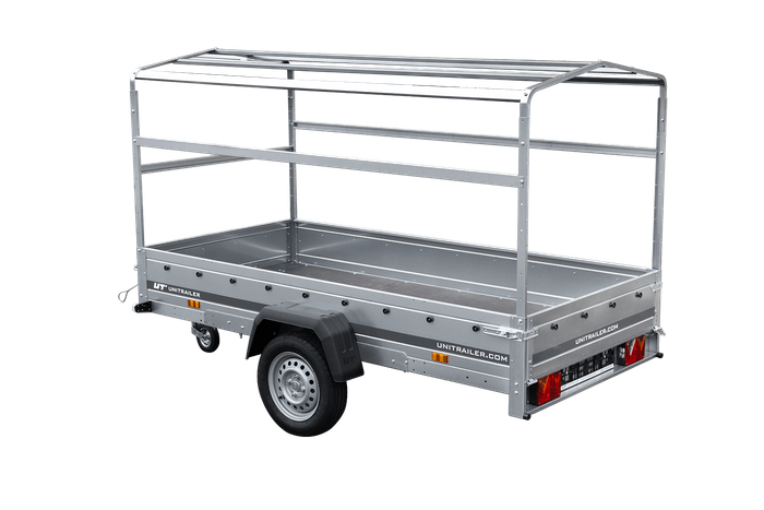 Přívěs pro auto 264x125 UNITRAILER GARDEN 264 KIPP s rámem H-1100 a šedou plachtou