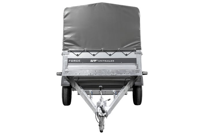 Přívěs pro auto 264x125 UNITRAILER FORCE 264 KIPP s rámem H-800 a šedou plachtou