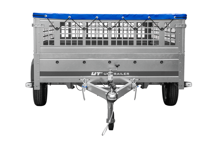 Lehký přívěs 264x150 UNITRAILER GARDEN 265 KIPP se síťovými bočnicemi, rámem H-0 a modrým krytem