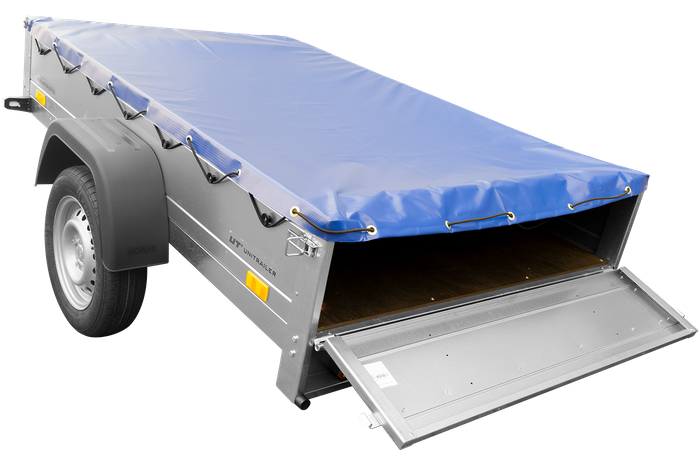 Přívěs za auto 200x125 UNITRAILER GARDEN 201 KIPP s rámem H-0 a modrým krytem