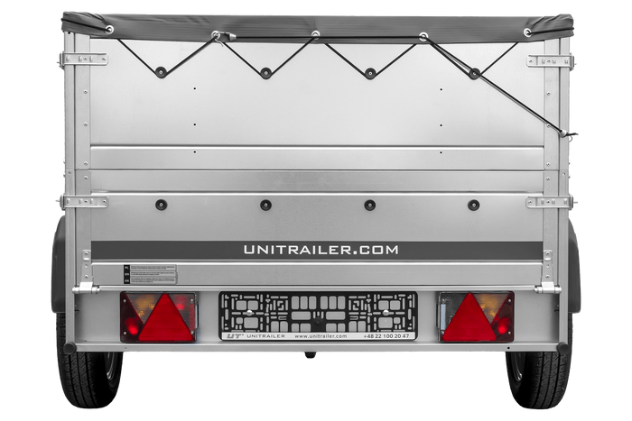 Lehký přívěs 200x125 UNITRAILER GARDEN 201 KIPP s bočnicemi BIS, rámem H-0 a šedou plachtou