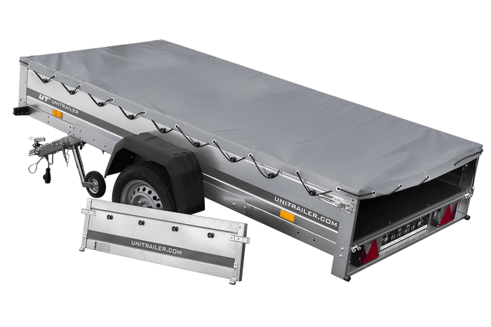Lehký přívěs 264x125 UNITRAILER GARDEN 264 KIPP s šedou plachtou