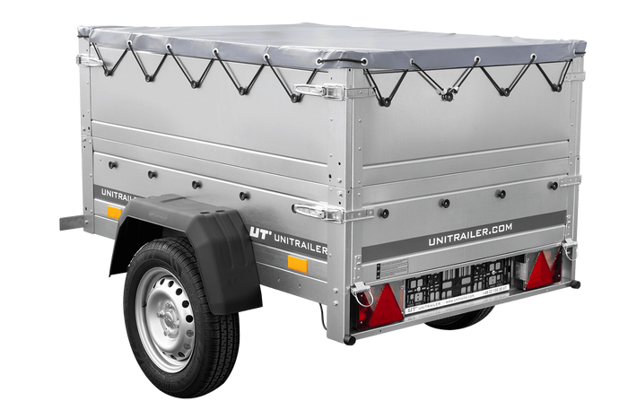 Lehký přívěs 150x106 UNITRAILER GARDEN 150 KIPP s bočnicemi BIS a šedou plachtou