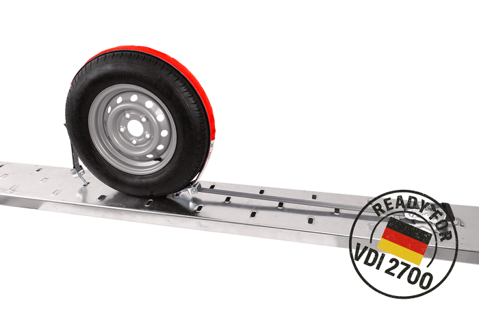 Sada čtyř přepravních pásů pro přívěsy HEFFA CARLINE 130, pásy pro zajištění kol 2,8 m/35 mm/3 t VDI 2700