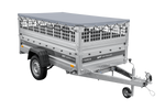 Lehký přívěs na pružinách 230x125 UNITRAILER FORCE 230/R KIPP s pletivovými bočnicemi, rámem H-0 a šedým krytem