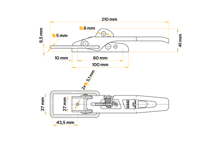 Boční hák přívěsu STEELPRESS ZB-01 pro uzavření boku přívěsu