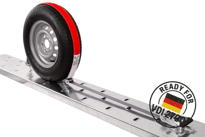 Sada čtyř přepravních pásů pro přívěsy HEFFA CARLINE 130, pásy pro zajištění kol 2,8 m/35 mm/3 t VDI 2700