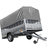 Přívěs za auto na pružinách 264x150 UNITRAILER GARDEN 265/R KIPP s pletivovými bočnicemi, rámem H-800 a šedým krytem