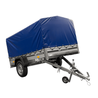 Jednonápravový přívěs s hliníkovými bočnicemi 230x125 Unitrailer Garden 230 KIPP ALU s rámem H-800 a modrým krytem