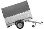 Přívěs za auto 200x125 UNITRAILER GARDEN 201 KIPP s bočnicemi BIS, rámem H-800 a šedým krytem