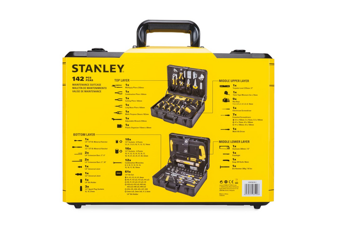 Servisní sada STANLEY STMT98109-1, kufřík s nářadím, 142 dílů.