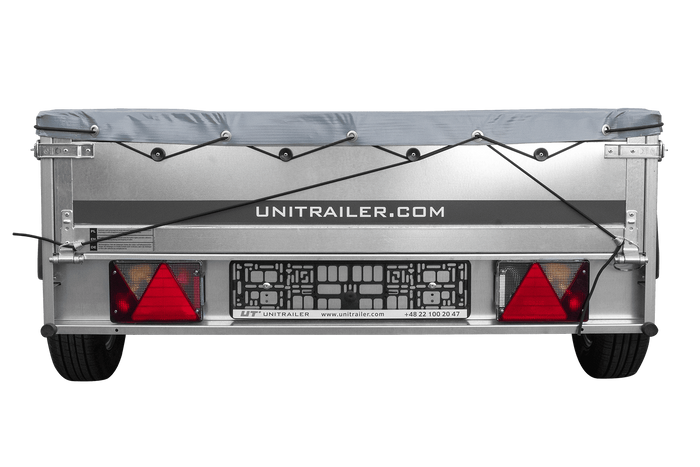Přívěs za auto na pružinách 200x125 UNITRAILER GARDEN 201/R KIPP s rámem H-0 a šedým krytem