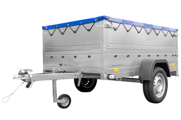 Přívěs za auto 200x125 UNITRAILER GARDEN 201 KIPP s bočnicemi BIS a modrou plachtou