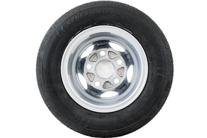 Vyztužené kolo přívěsu KENDA TYRE 195/55 R10C 98/96N ALU RÁFEK STARCO 6Jx10"H2 5x112 ET:-4