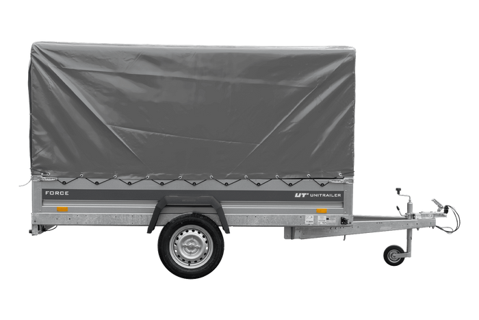 Přívěs za auto 264x125 UNITRAILER FORCE 264 KIPP s rámem H-1100 a šedou plachtou