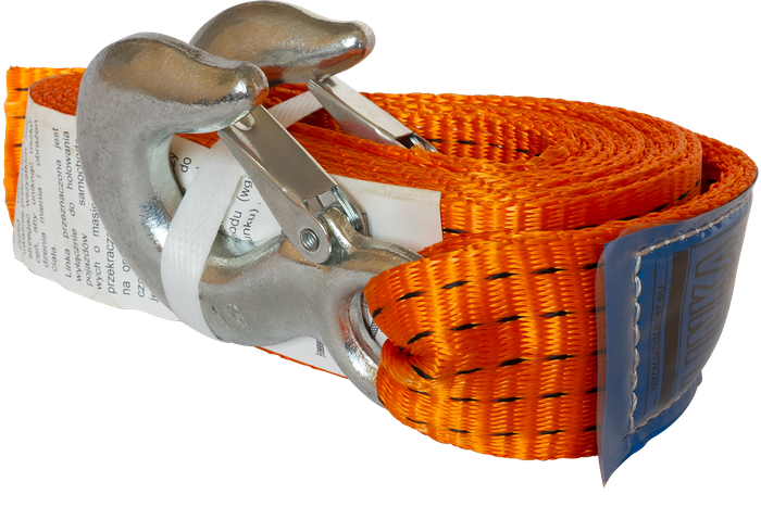 Tažné lano s háky HILLS tažný popruh 4,5m/50mm/5t oranžové
