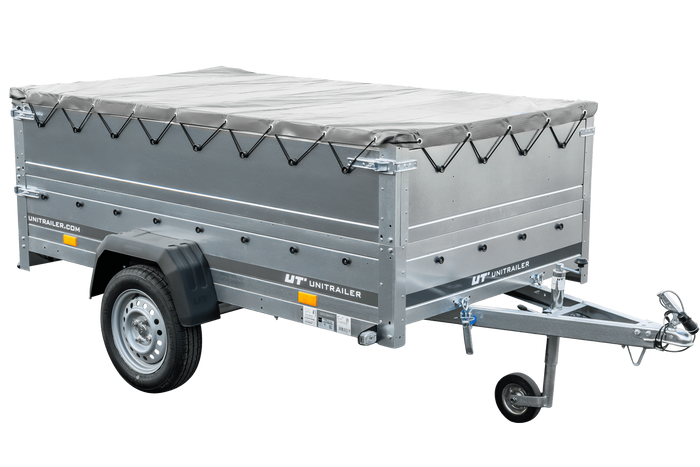 Jednonápravový přívěs 230x125 UNITRAILER GARDEN 230 KIPP s bočnicemi BIS, rámem H-0 a šedým krytem