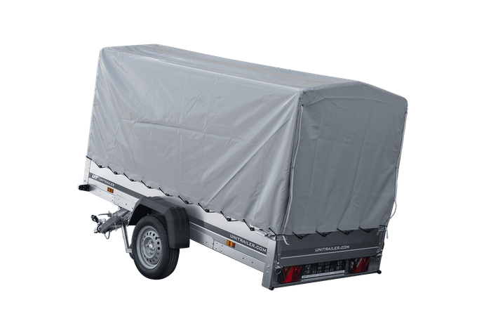 Přívěs pro auto 264x125 UNITRAILER GARDEN 264 KIPP s rámem H-1100 a šedou plachtou
