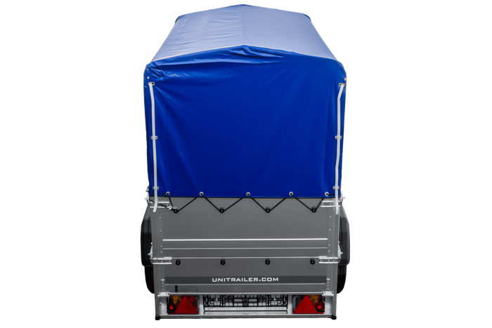 Přívěs za auto 200x106 UNITRAILER GARDEN 200 KIPP s bočnicemi BIS, rámem H-800 a modrým krytem