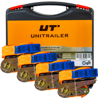 Sada čtyř oranžových přepravních pásů UNITRAILER 4m/25mm/0,68t s napínačem v kufru
